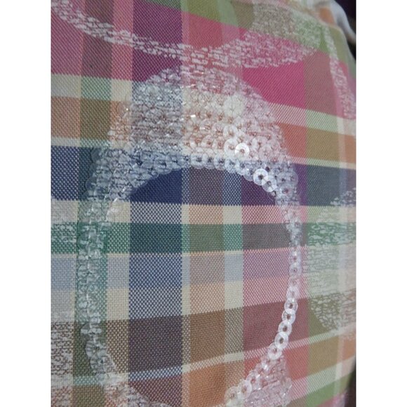 Coach 2012 Poppy Madras Plaid Pattern canvas & leather sequined tote satchel Bag - Picture 10 of 12